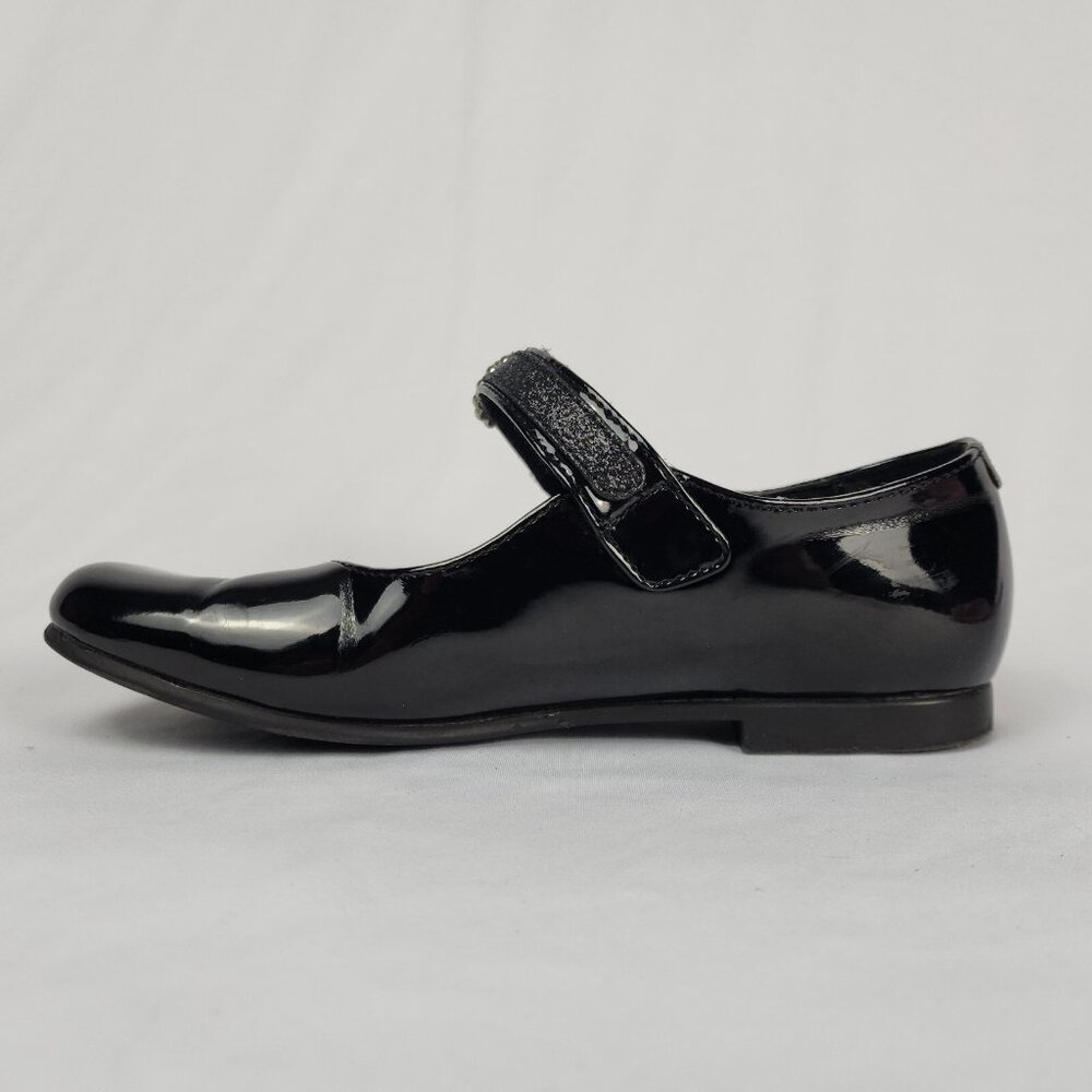 Rachel Shoes Girls 3M Black "Patent Leather Look" Rhinestone Hook‎ Loop Closure - Picture 11 of 15